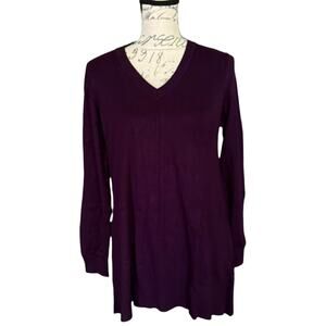 DKNY Jeans Purple V Neck Long Sleeve Sweater Size Small